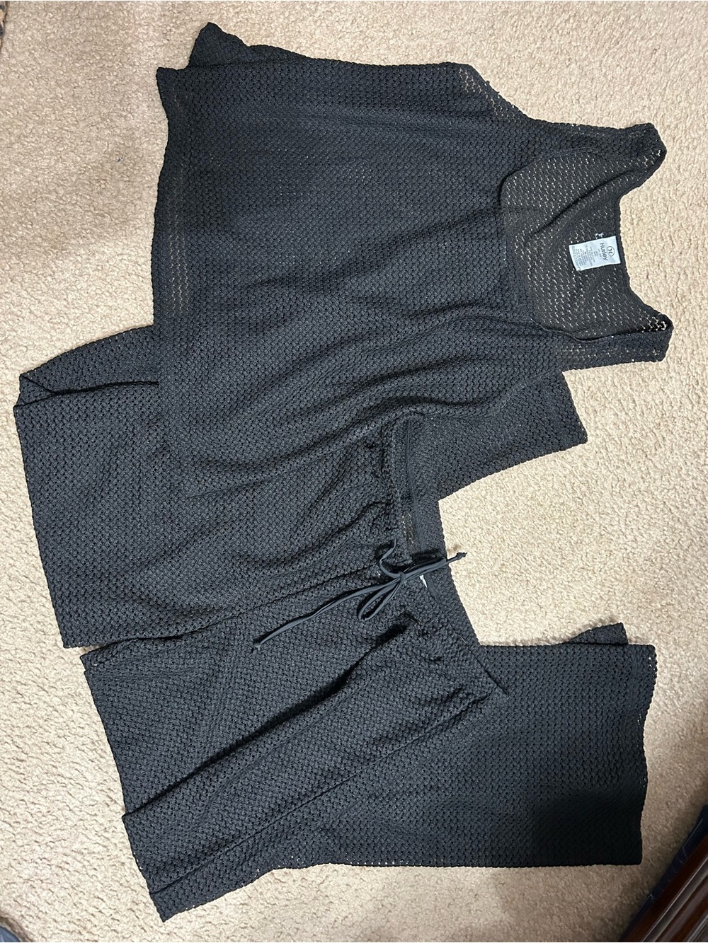 Hurley Black Mesh Lounge Pant Set with Drawstring